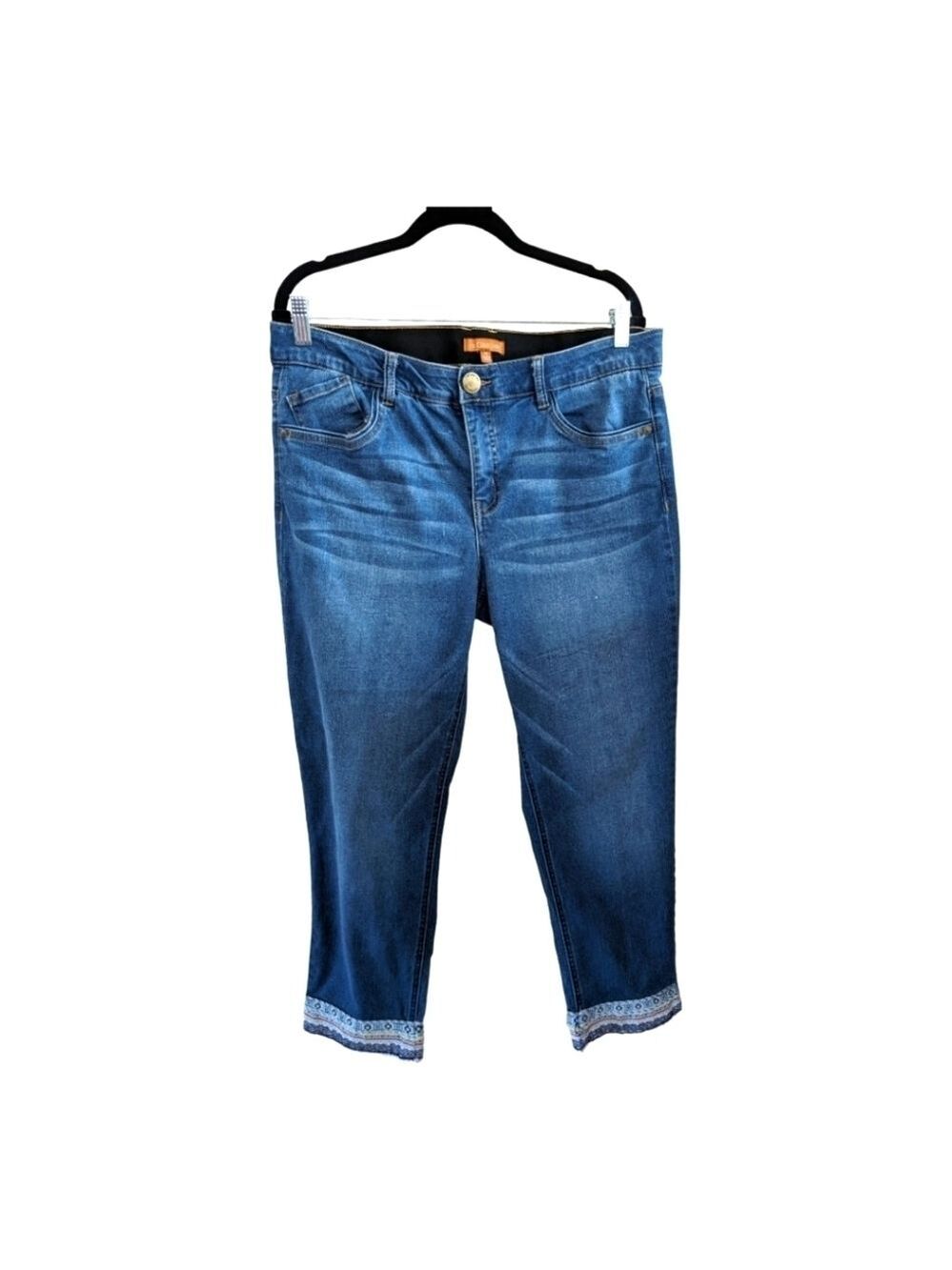 reCreation Stretch Embellished Hem Jeans Size 14 Stretch Comfort